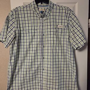 Magellan Outdoors Men's Plaid Shirt - Green and Blue